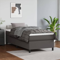 vidaXL Boxspringbett mit Matratze Grau 100x200 cm Kunstleder