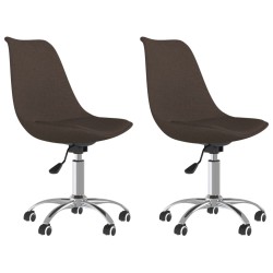 vidaXL Esszimmerstühle 2 Stk. Drehbar Dunkelbraun Stoff