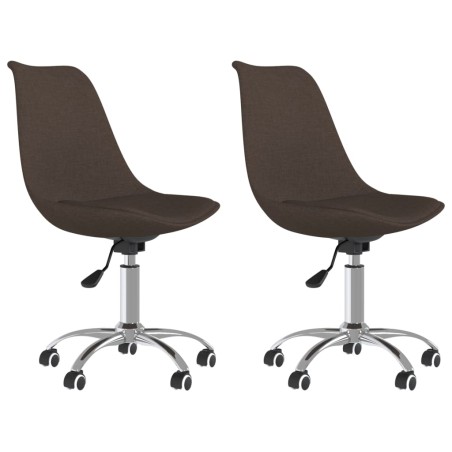 vidaXL Esszimmerstühle 2 Stk. Drehbar Dunkelbraun Stoff