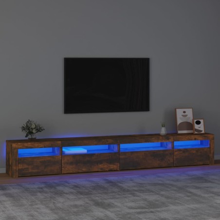 vidaXL TV-Schrank mit LED-Leuchten Räuchereiche 270x35x40 cm
