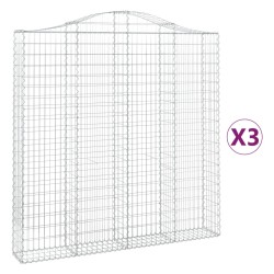 vidaXL Gabionen mit Hochbogen 3 Stk. 200x30x200/220cm Verzinktes Eisen