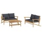 vidaXL 3-tlg. Garten-Lounge-Set mit Dunkelgrauen Kissen Bambus vidaXL 3-tlg. Garten-Lounge-Set mit Dunkelgrauen Kissen Bambus