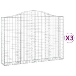 vidaXL Gabionen mit Hochbogen 3 Stk. 200x30x140/160cm Verzinktes Eisen