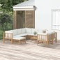 vidaXL 10-tlg. Garten-Lounge-Set mit Cremeweißen Kissen Bambus vidaXL 10-tlg. Garten-Lounge-Set mit Cremeweißen Kissen Bambus