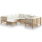 vidaXL 10-tlg. Garten-Lounge-Set mit Cremeweißen Kissen Bambus vidaXL 10-tlg. Garten-Lounge-Set mit Cremeweißen Kissen Bambus