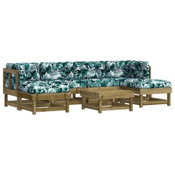 vidaXL 7-tlg. Garten-Lounge-Set mit Kissen Imprägniertes Kiefernholz