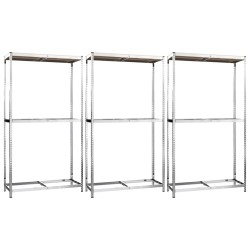 vidaXL Reifenregale mit 2 Böden 3 Stk. Silbern 110x40x180 cm Stahl