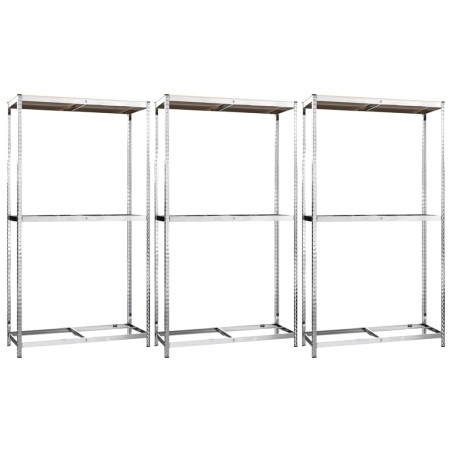 vidaXL Reifenregale mit 2 Böden 3 Stk. Silbern 110x40x180 cm Stahl