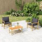 vidaXL 3-tlg. Garten-Lounge-Set mit Dunkelgrauen Kissen Bambus vidaXL 3-tlg. Garten-Lounge-Set mit Dunkelgrauen Kissen Bambus