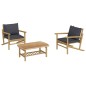 vidaXL 3-tlg. Garten-Lounge-Set mit Dunkelgrauen Kissen Bambus vidaXL 3-tlg. Garten-Lounge-Set mit Dunkelgrauen Kissen Bambus