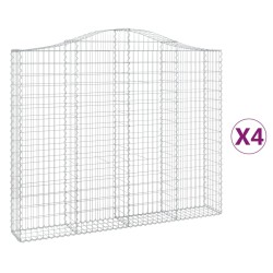 vidaXL Gabionen mit Hochbogen 4 Stk. 200x30x160/180cm Verzinktes Eisen