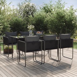 vidaXL 7-tlg. Garten-Essgruppe Schwarz 