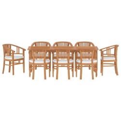 vidaXL 9-tlg. Garten-Essgruppe Massivholz Teak