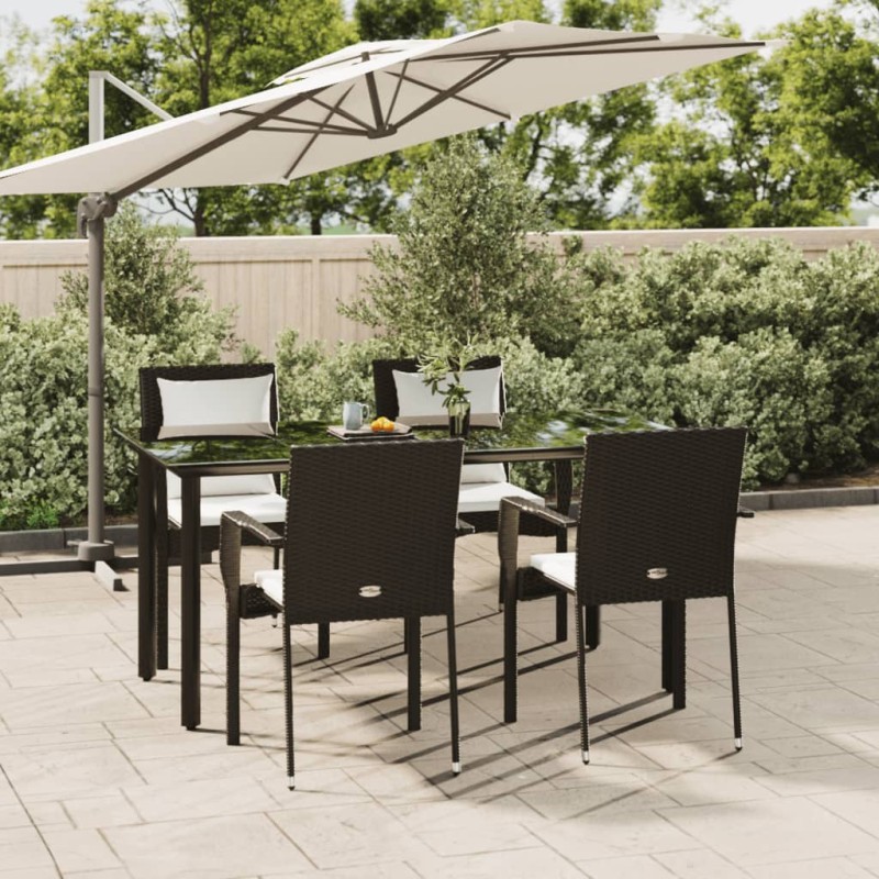vidaXL 5-tlg. Garten-Essgruppe mit Kissen Schwarz Poly Rattan vidaXL 5-tlg. Garten-Essgruppe mit Kissen Schwarz Poly Rattan