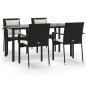 vidaXL 5-tlg. Garten-Essgruppe mit Kissen Schwarz Poly Rattan vidaXL 5-tlg. Garten-Essgruppe mit Kissen Schwarz Poly Rattan