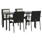 vidaXL 5-tlg. Garten-Essgruppe mit Kissen Schwarz Poly Rattan vidaXL 5-tlg. Garten-Essgruppe mit Kissen Schwarz Poly Rattan
