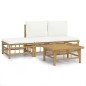 vidaXL 4-tlg. Garten-Lounge-Set mit Cremeweißen Kissen Bambus vidaXL 4-tlg. Garten-Lounge-Set mit Cremeweißen Kissen Bambus