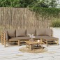 vidaXL 6-tlg. Garten-Lounge-Set mit Kissen Taupe Bambus vidaXL 6-tlg. Garten-Lounge-Set mit Kissen Taupe Bambus