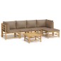 vidaXL 6-tlg. Garten-Lounge-Set mit Kissen Taupe Bambus vidaXL 6-tlg. Garten-Lounge-Set mit Kissen Taupe Bambus