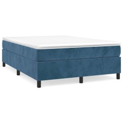 vidaXL Boxspringbett mit Matratze Dunkelblau 140x190 cm Samt