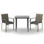 vidaXL 3-tlg. Garten-Essgruppe mit Kissen Schwarz und Grau Poly Rattan vidaXL 3-tlg. Garten-Essgruppe mit Kissen Schwarz und Grau Poly Rattan