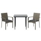 vidaXL 3-tlg. Garten-Essgruppe mit Kissen Schwarz und Grau Poly Rattan vidaXL 3-tlg. Garten-Essgruppe mit Kissen Schwarz und Grau Poly Rattan