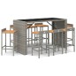 vidaXL 9-tlg. Gartenbar-Set Grau Poly Rattan & Massivholz Akazie vidaXL 9-tlg. Gartenbar-Set Grau Poly Rattan & Massivholz Akazie