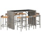 vidaXL 9-tlg. Gartenbar-Set Grau Poly Rattan & Massivholz Akazie vidaXL 9-tlg. Gartenbar-Set Grau Poly Rattan & Massivholz Akazie