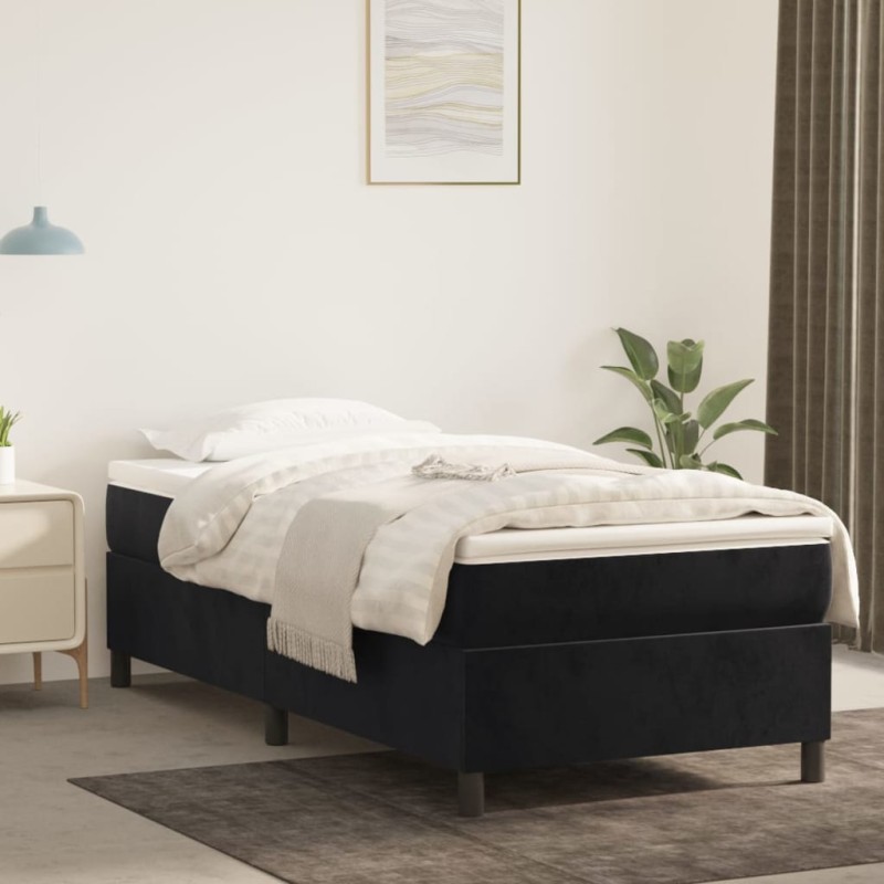 vidaXL Boxspringbett mit Matratze Schwarz 90x200 cm Samt vidaXL Boxspringbett mit Matratze Schwarz 90x200 cm Samt