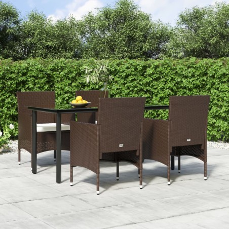 vidaXL 5-tlg. Garten-Essgruppe mit Kissen Braun und Schwarz