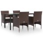 vidaXL 5-tlg. Garten-Essgruppe mit Kissen Braun und Schwarz vidaXL 5-tlg. Garten-Essgruppe mit Kissen Braun und Schwarz