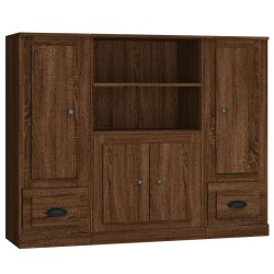 vidaXL Highboards 3 Stk. Braun Eichen-Optik Holzwerkstoff