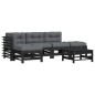 vidaXL 6-tlg. Garten-Lounge-Set mit Kissen Schwarz Massivholz vidaXL 6-tlg. Garten-Lounge-Set mit Kissen Schwarz Massivholz