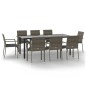 vidaXL 9-tlg. Garten-Essgruppe mit Kissen Schwarz und Grau Poly Rattan vidaXL 9-tlg. Garten-Essgruppe mit Kissen Schwarz und Grau Poly Rattan