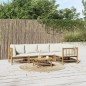 vidaXL 6-tlg. Garten-Lounge-Set mit Cremeweißen Kissen Bambus vidaXL 6-tlg. Garten-Lounge-Set mit Cremeweißen Kissen Bambus