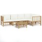 vidaXL 6-tlg. Garten-Lounge-Set mit Cremeweißen Kissen Bambus vidaXL 6-tlg. Garten-Lounge-Set mit Cremeweißen Kissen Bambus