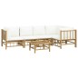 vidaXL 6-tlg. Garten-Lounge-Set mit Cremeweißen Kissen Bambus vidaXL 6-tlg. Garten-Lounge-Set mit Cremeweißen Kissen Bambus