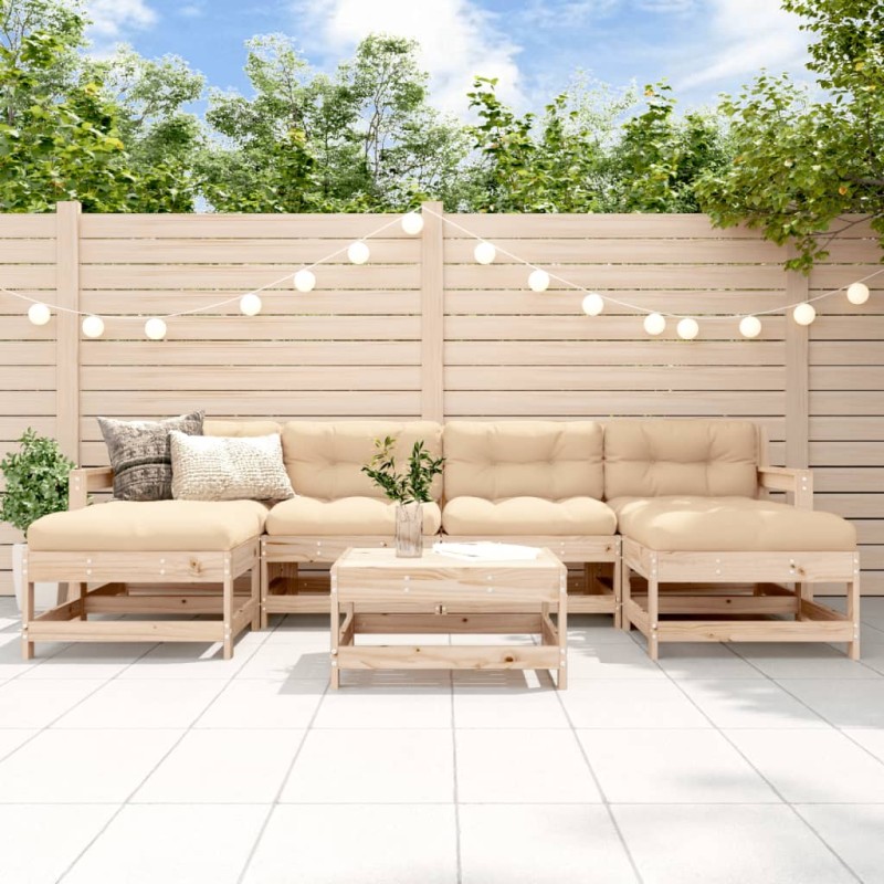 vidaXL 7-tlg. Garten-Lounge-Set mit Kissen Massivholz vidaXL 7-tlg. Garten-Lounge-Set mit Kissen Massivholz