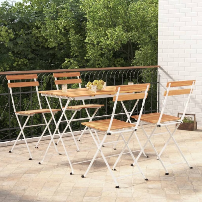vidaXL 5-tlg. Bistro-Set Klappbar Massivholz Akazie und Stahl vidaXL 5-tlg. Bistro-Set Klappbar Massivholz Akazie und Stahl