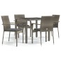 vidaXL 5-tlg. Garten-Essgruppe mit Kissen Grau Poly Rattan