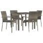 vidaXL 5-tlg. Garten-Essgruppe mit Kissen Grau Poly Rattan