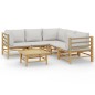 vidaXL 6-tlg. Garten-Lounge-Set mit Kissen Hellgrau Bambus vidaXL 6-tlg. Garten-Lounge-Set mit Kissen Hellgrau Bambus