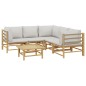 vidaXL 6-tlg. Garten-Lounge-Set mit Kissen Hellgrau Bambus vidaXL 6-tlg. Garten-Lounge-Set mit Kissen Hellgrau Bambus