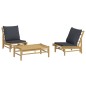 vidaXL 3-tlg. Garten-Lounge-Set mit Dunkelgrauen Kissen Bambus vidaXL 3-tlg. Garten-Lounge-Set mit Dunkelgrauen Kissen Bambus