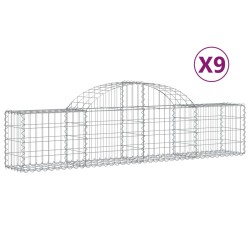vidaXL Gabionen mit Hochbogen 9 Stk. 200x30x40/60 cm Verzinktes Eisen