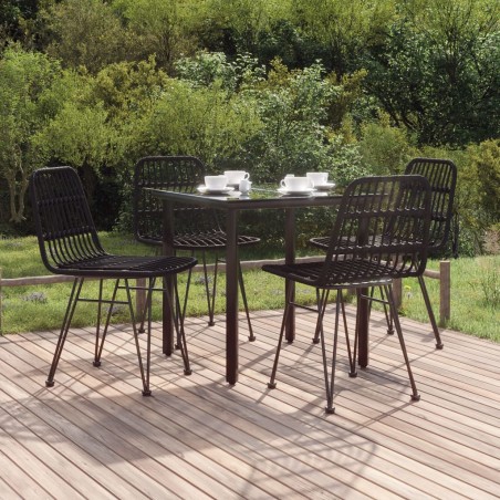 vidaXL 5-tlg. Garten-Essgruppe Schwarz Poly Rattan