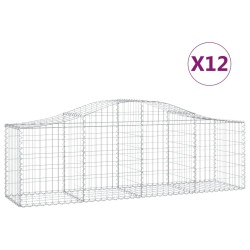 vidaXL Gabionen mit Hochbogen 12 Stk. 200x50x60/80 cm Verzinktes Eisen