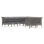 vidaXL 8-tlg. Garten-Lounge-Set mit Kissen Grau Poly Rattan vidaXL 8-tlg. Garten-Lounge-Set mit Kissen Grau Poly Rattan