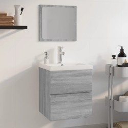 vidaXL Badmöbel-Set Grau Sonoma Holzwerkstoff