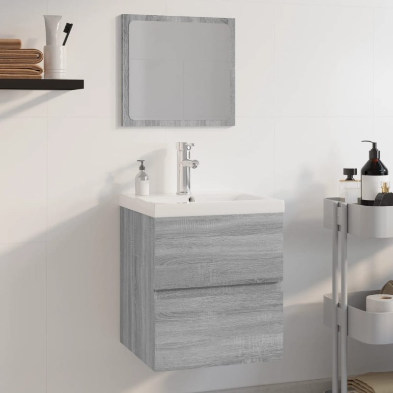 vidaXL Badmöbel-Set Grau Sonoma Holzwerkstoff vidaXL Badmöbel-Set Grau Sonoma Holzwerkstoff